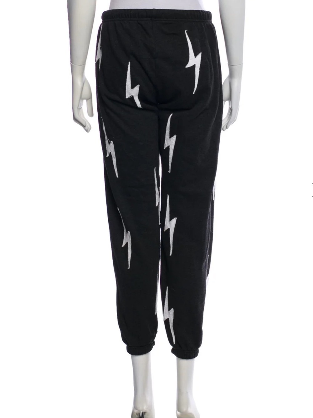 Aviator Nation Black Joggers with White Lightning Bolts